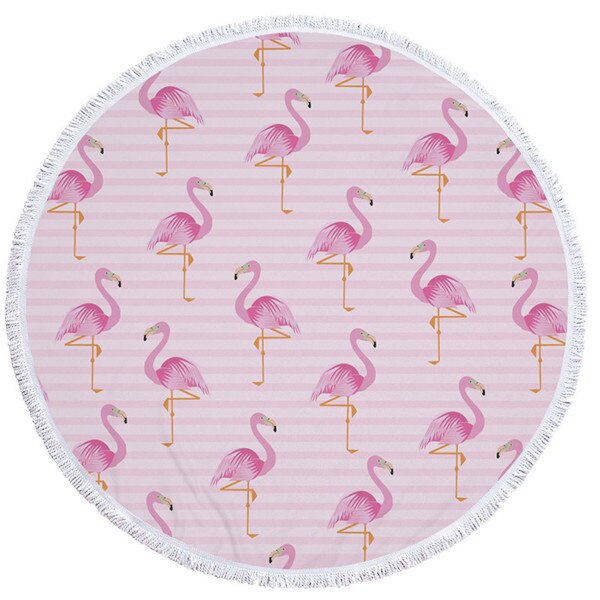 XC USHIO New Arrival 450G Flamingo Microfiber Round Beach Towel