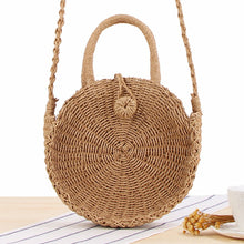 Load image into Gallery viewer, Round Straw Bag Handmade Beach Bag