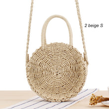 Load image into Gallery viewer, Round Straw Bag Handmade Beach Bag