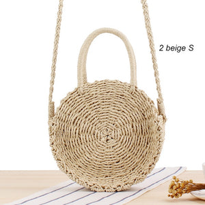 Round Straw Bag Handmade Beach Bag