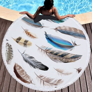XC USHIO Fashion Feather Round Beach Towel