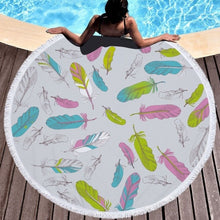 Load image into Gallery viewer, XC USHIO Fashion Feather Round Beach Towel