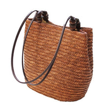 Load image into Gallery viewer, JHD Knitted Straw Beach Bag