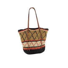 Load image into Gallery viewer, Geometric Pattern Straw Beach Bag
