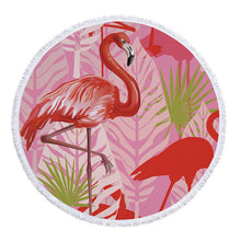 Load image into Gallery viewer, Printed Large Leaves Flower Flamingo Beach Towel