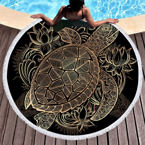 Turtles Microfiber Round Beach Towel