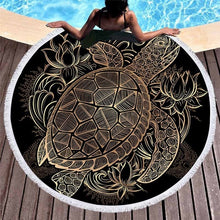 Load image into Gallery viewer, Turtles Microfiber Round Beach Towel