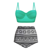 Load image into Gallery viewer, High Waist Swimsuit Black White Striped Bikinis