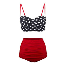 Load image into Gallery viewer, High Waist Swimsuit Black White Striped Bikinis