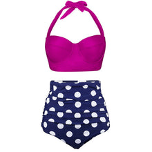 Load image into Gallery viewer, High Waist Swimsuit Black White Striped Bikinis