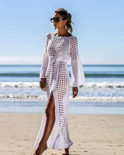 Load image into Gallery viewer, Crochet White Knitted Beach Cover up