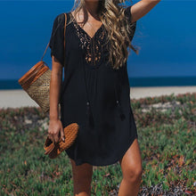 Load image into Gallery viewer, Long Lace Cotton Beach Cover up