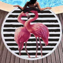 Load image into Gallery viewer, Beach Towel With Tassel Floral Flamingo Beach Towel