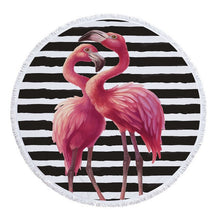 Load image into Gallery viewer, Beach Towel With Tassel Floral Flamingo Beach Towel