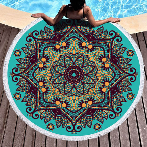 Mandala Geometric Round Beach Towel