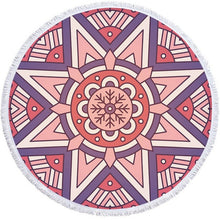 Load image into Gallery viewer, Mandala Geometric Round Beach Towel