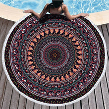 Load image into Gallery viewer, Mandala Round Beach Towel