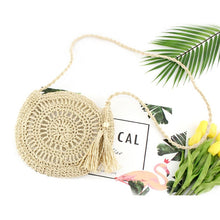 Load image into Gallery viewer, Rattan Woven Round Women Straw Beach Bag