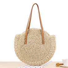 Load image into Gallery viewer, Simple Straw Round Women shoulder Beach  bag
