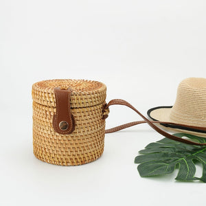 Vintage Handmade Rattan Woven Shoulder  Beach Bags