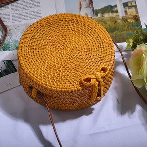 Vintage Handmade Rattan Woven Shoulder  Beach Bags